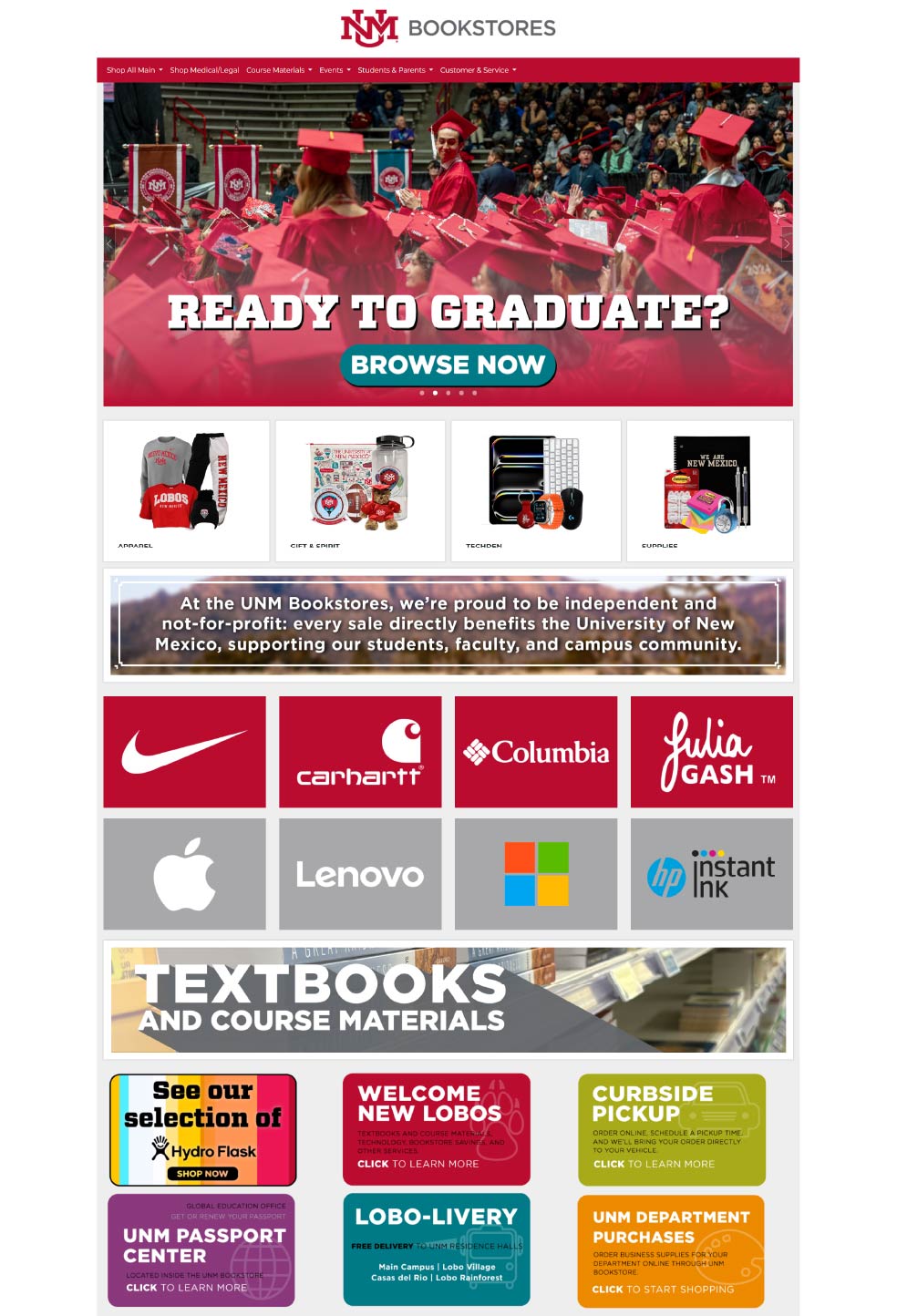 Homepage Bookstore website 2024