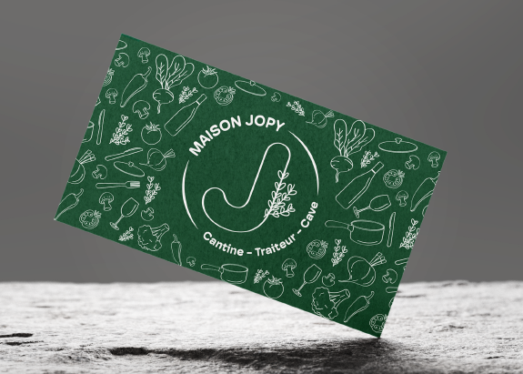 Business card Maison Jopy with brand pattern