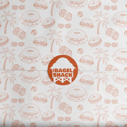 Wrapping paper for The Bagel Shack, a tropical Bagel business